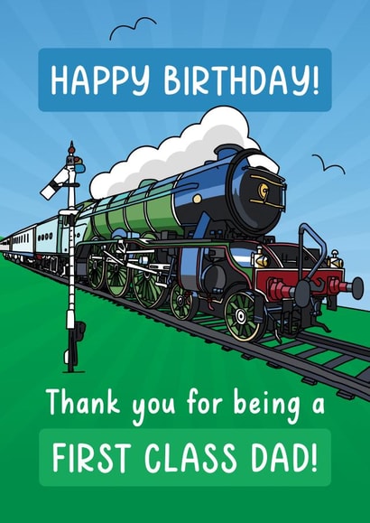 First Class Dad Steam Train Birthday card created by Evie Garnett Designs