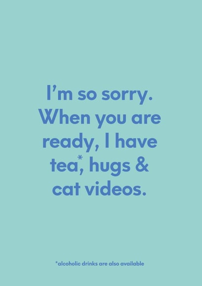 Tea, hugs & cat videos Sympathy Card created by Elaine Miles