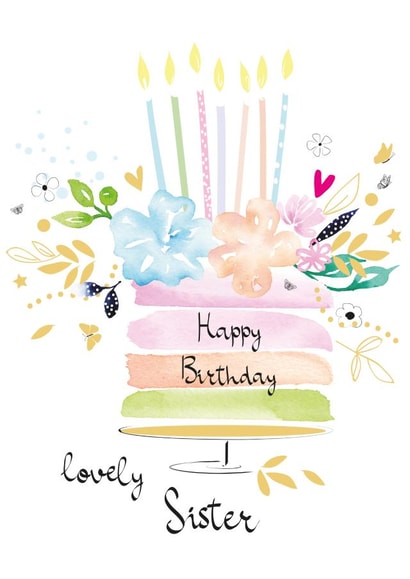 Sister Floral Birthday Cake Card created by SABIVO Design by Sabina