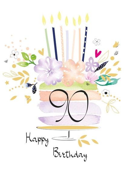 90th Milestone Birthday Cake Card created by SABIVO Design by Sabina