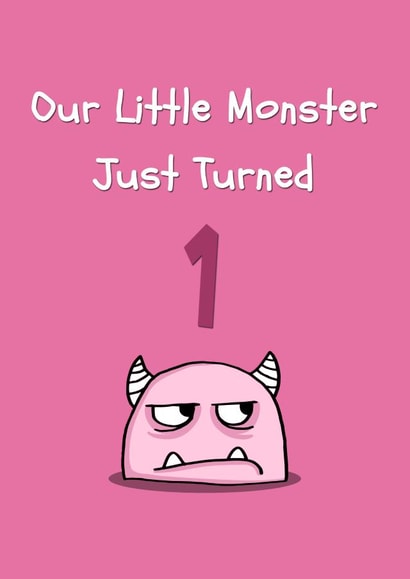 Cute 1st Birthday Card - Monster - For Her created by @MisterDave