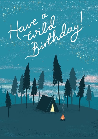 Wild Camping Birthday Card – Starry Sky & Tent Scene – For Him created by Stormy Knight