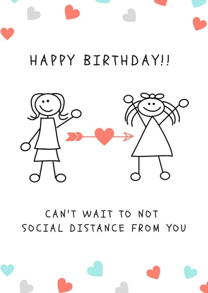 social distance Birthday Card 43759 created by A note with love