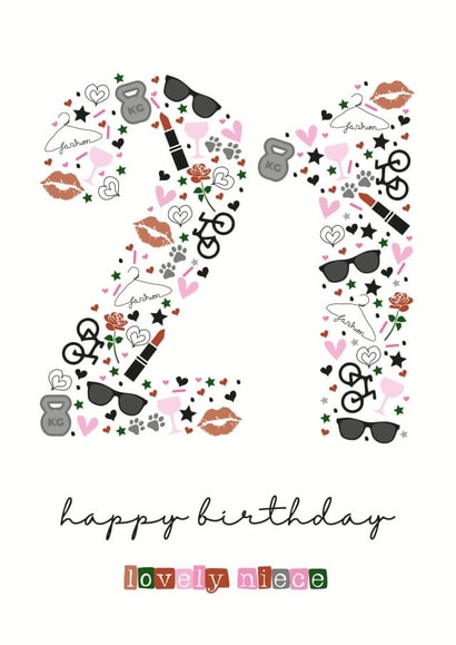 Lovely niece 21st birthday card created by Rulu