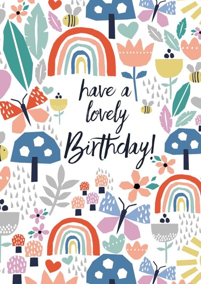 floral, nature and butterflies Birthday card created by Sarah Corcoran 