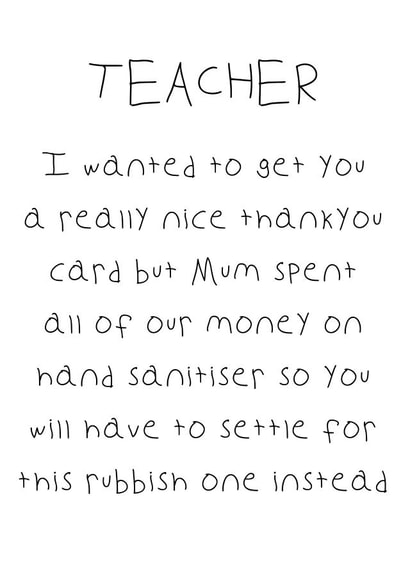 teacher lockdown Thank You Card 31608 created by Pack a Punch Designs