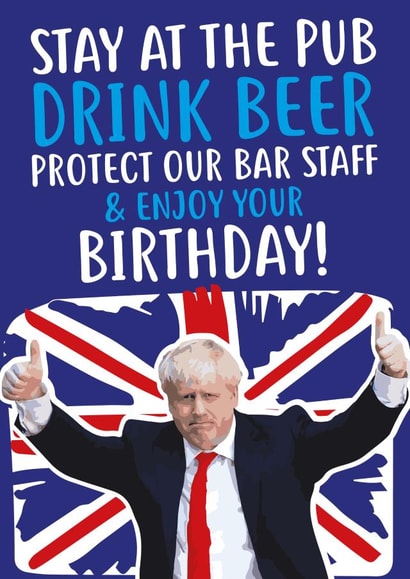 Drink beer, protect our bar staff birthday card created by @linesbehind