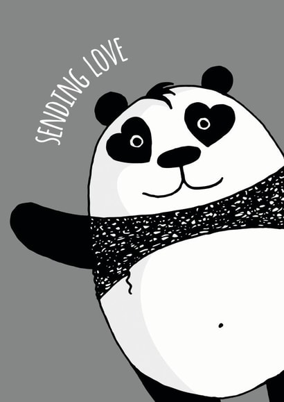 Cute Just Because Card For Friend - Sending Love Panda created by Baldy And The Fidget