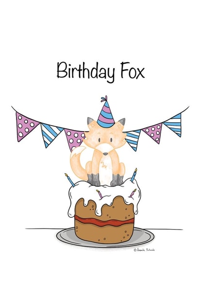 fox cute Birthday Card 17168 created by Illustrator Amanda