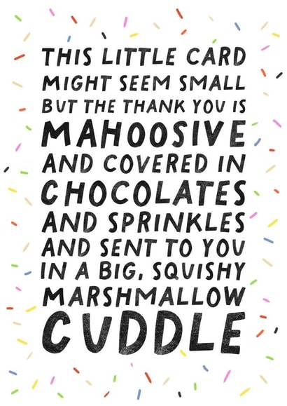 Cute Sprinkles Thank You Card - Sprinkles - This Little Card Might Seem Small But The Thank You Is Mahhoosive created by Pickled Prints