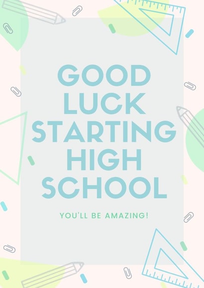 high school secondary school Good Luck Card 16127 created by Gillian Ayre
