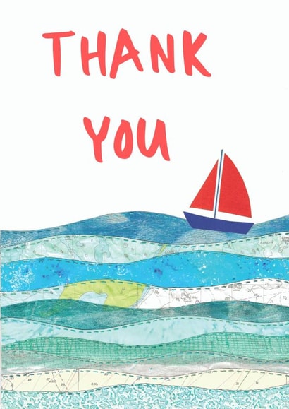 Thank you sailing boat nautical card created by NaviStitch