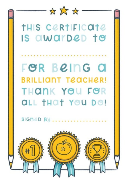 Brilliant Teacher Award Card created by Joanne Hawker