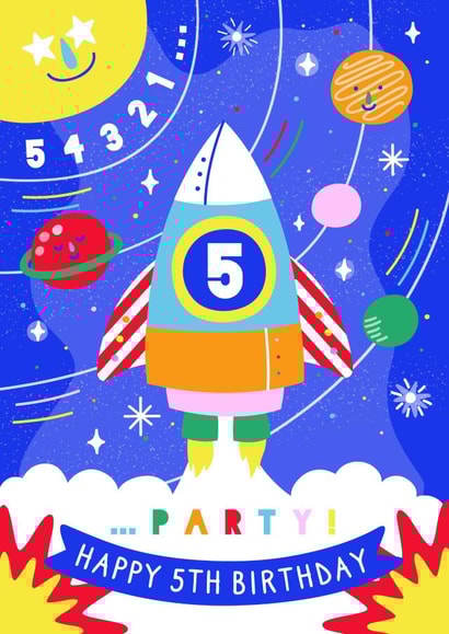 Happy 5th Birthday Rocket & Space Card created by Creative Joy
