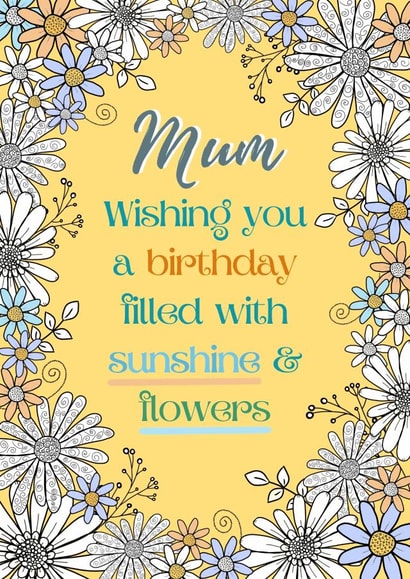 Sunshine and flowers mum birthday card created by Rebecca Handy
