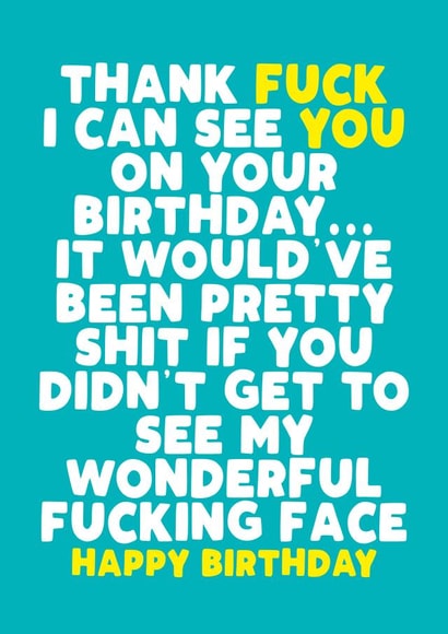 thank fuck Birthday Card 30627 created by Filthy Sentiments