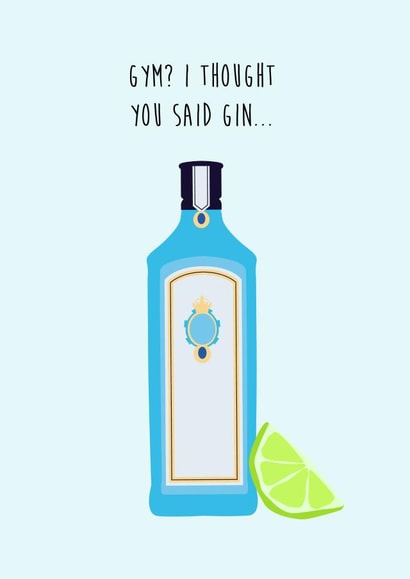Gin not gym card created by MJB Design