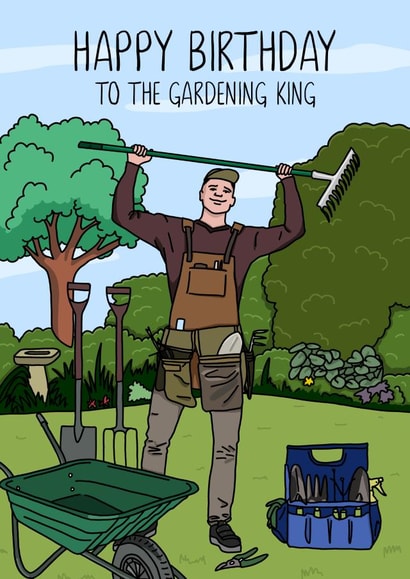 Fun Birthday Card - For Him - The Gardening King created by Evie Garnett Designs