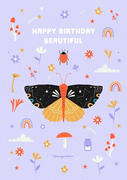 moth butterfly Birthday Card 25000 created by Charly Clements