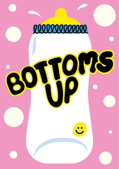 Funny Cute New Baby Girl Boy Twins Congrats Card - Baby Milk Bottle - Bottoms Up created by I AM A