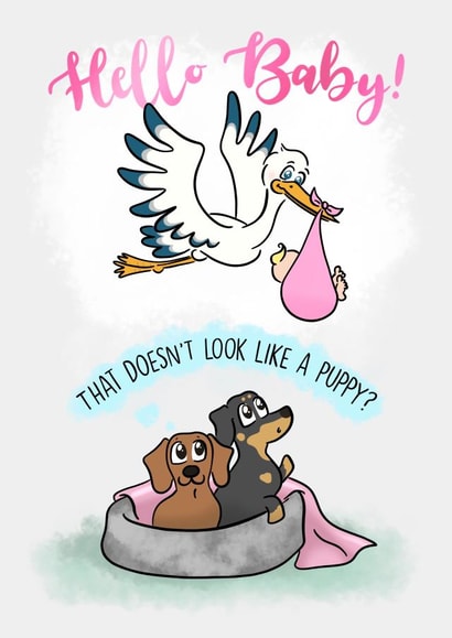 puppy look New Baby Card 19428 created by Laura Deakin