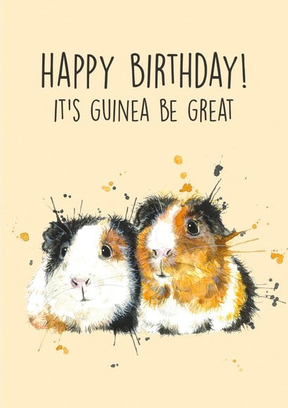 watercolour guinea pig Birthday Card 13896 created by Splatterworks