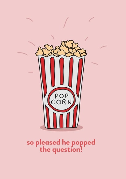 So pleased he popped the question - Punny engagement card created by Love Gemma & Co