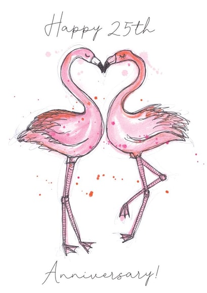 Pretty Flamingo Anniversary Card - 25 Years - Happy 25th Anniversary created by Shiv Makes Things