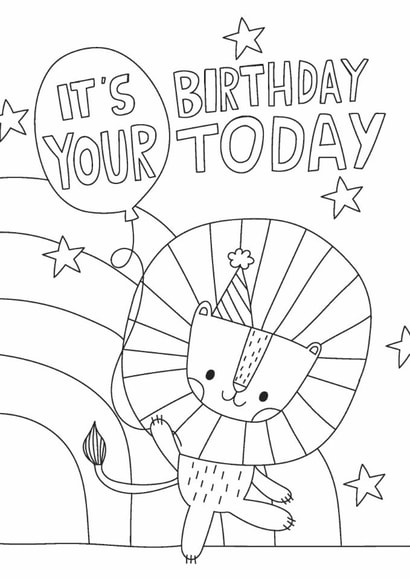 Birthday Lion Colouring Card created by Alice Potter