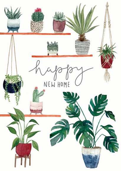 Pretty Trendy House Plants New Home Card - Hanging Plants - Happy New Home created by Bramble Designs