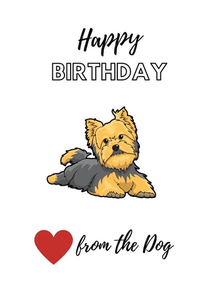 Yorkie terrier Birthday Card 14806 created by Love from the Pet