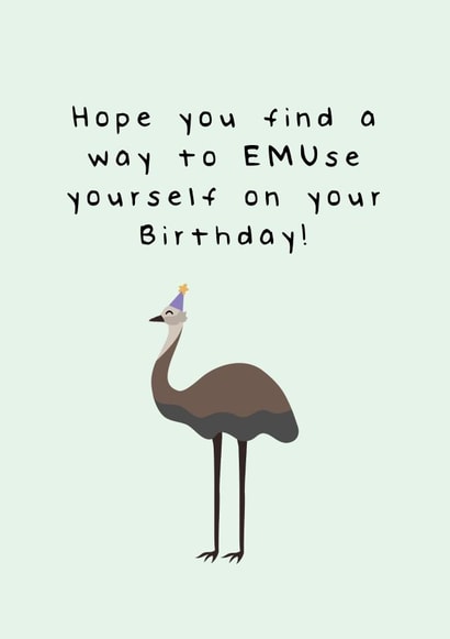 emu bird Birthday Card 19527 created by Fifi Designs