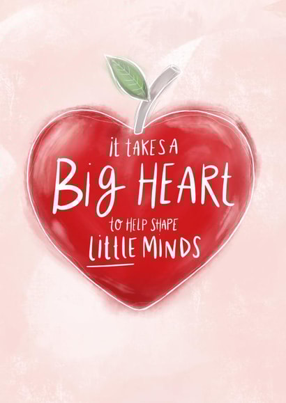 Heartfelt Teacher Thank You Card - Apple - A Big Heart to Shape Little Minds created by @thats.canny