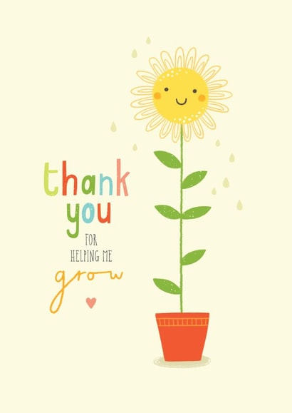 Pretty Sunflower Thank You Card - Sunflower - Thank You For Helping Me Grow created by Gingerbred
