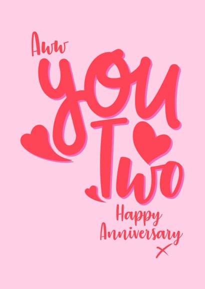 Cute Typography Anniversary Card - Aww You Two created by Little Cat Creates