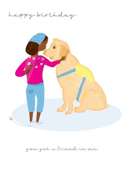 illustration guide dog Birthday Card 19859 created by Milport Studios