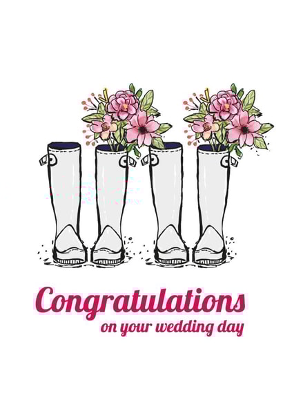 Celebrate mrs and mrs wedding day - Gardening inspired wedding card created by Yeti Design
