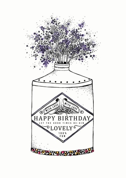 Gin Gin bottle Birthday Card 19457 created by Leebee Designs