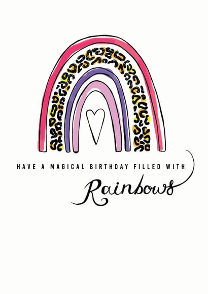 Rainbow Leopard print Birthday Card 19458 created by Leebee Designs