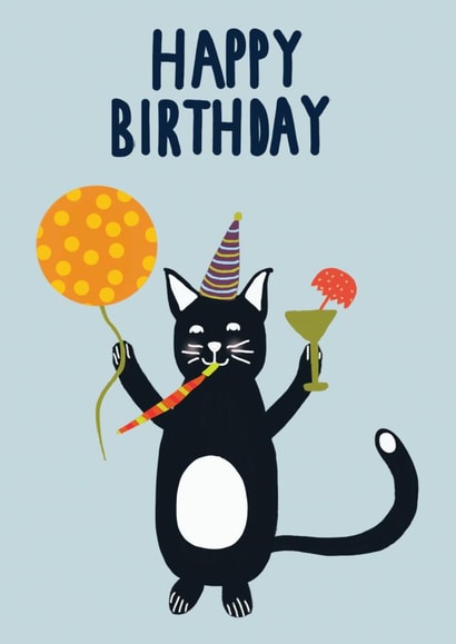 cat cocktail Birthday Card 17592 created by Isabel Canvas