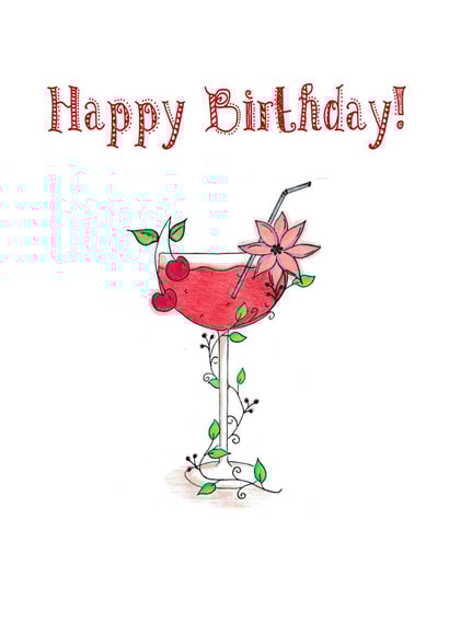 cocktail drink Birthday Card 19827 created by Artpatch Printables
