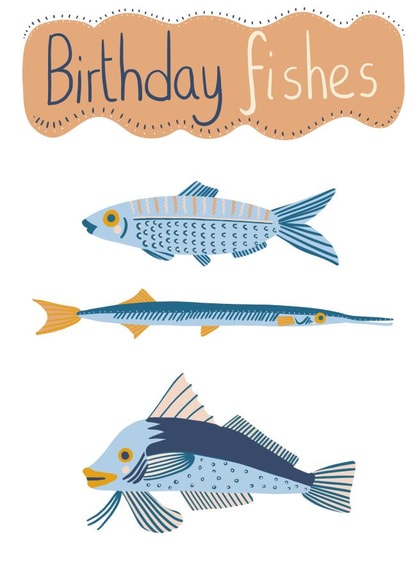 Birthday Fishes Happy Birthday Funny Pun Card created by @SarahPriceDesigns