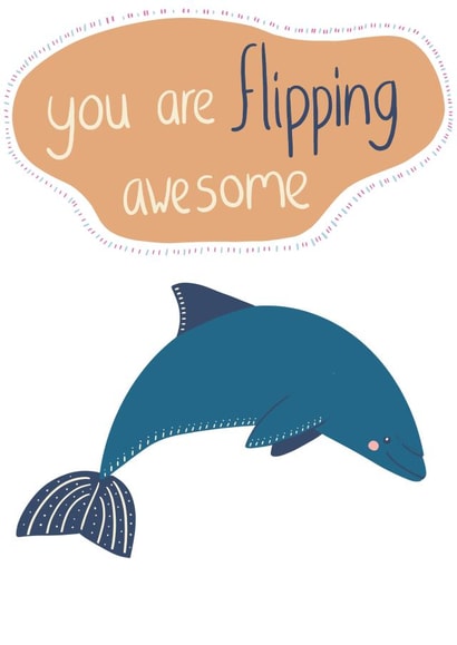 Thank you Cute Dolphin Funny Pun Card created by @SarahPriceDesigns