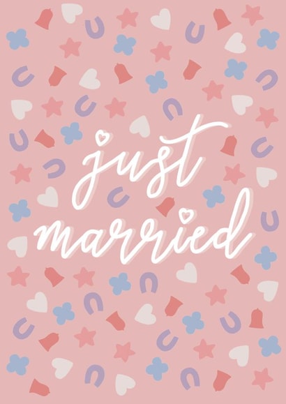 Just Married - Confetti typography card created by Wandering Studio Co.