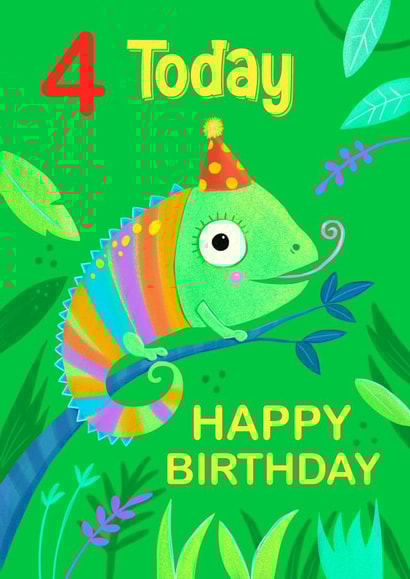 Age 4 Children's Cute Chameleon Birthday Card created by Dale Simpson