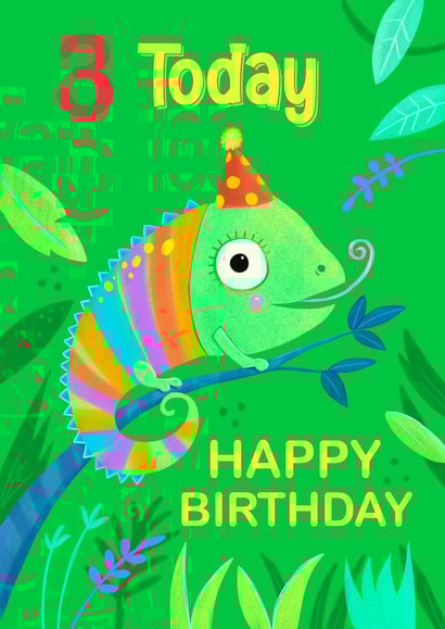 Age 3 Cute Chameleon Birthday Card created by Dale Simpson
