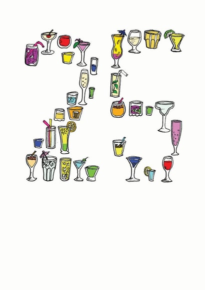 cocktails 25 Birthday Card 7118 created by A Ray of Sunshine Cards
