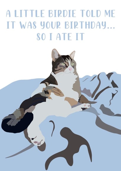 cat bird Birthday Card 19810 created by Amber Jane