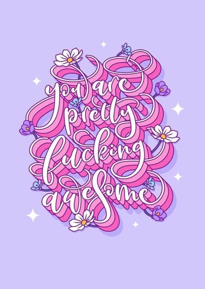 Sweary You're Awesome Calligraphy Card created by Dottie's Paper Co.
