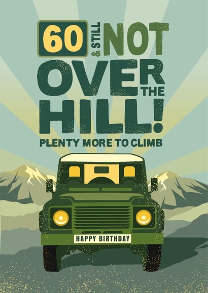 60th birthday funny land rover card for him created by The Typecast Gallery